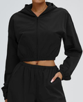 Cropped Zip Windbreaker Hoodie