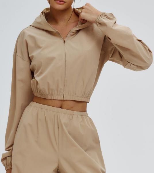 Cropped Zip Windbreaker Hoodie