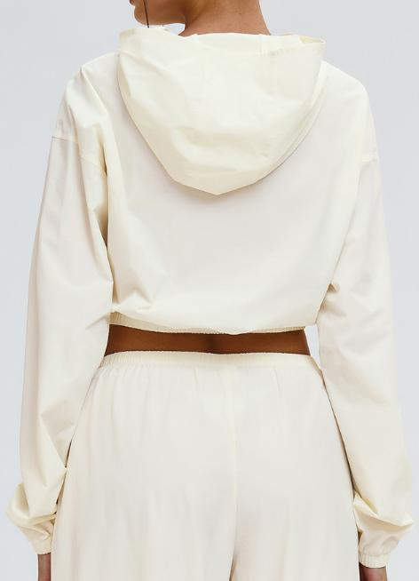 Cropped Zip Windbreaker Hoodie