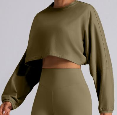 Cropped Long-Sleeve Sweatshirt