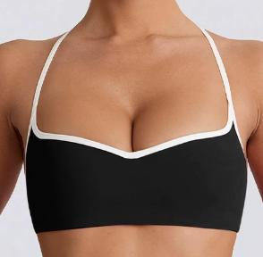 Halter Sports Bra with Contrast Trim