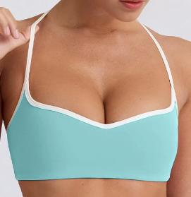 Halter Sports Bra with Contrast Trim