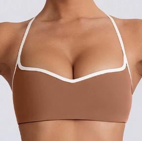 Halter Sports Bra with Contrast Trim