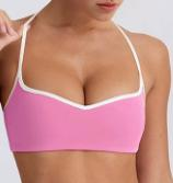 Halter Sports Bra with Contrast Trim