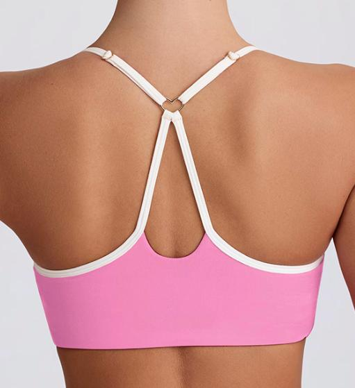 Halter Sports Bra with Contrast Trim