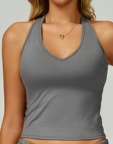 Halter V-Neck Crop Tank