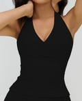 Halter Wrap-Front Tank Top