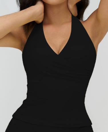 Halter Wrap-Front Tank Top