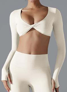 Twist-Front Long-Sleeve Crop Top