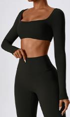 Square-Neck Long-Sleeve Crop