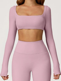 Square-Neck Long-Sleeve Crop