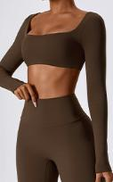 Square-Neck Long-Sleeve Crop