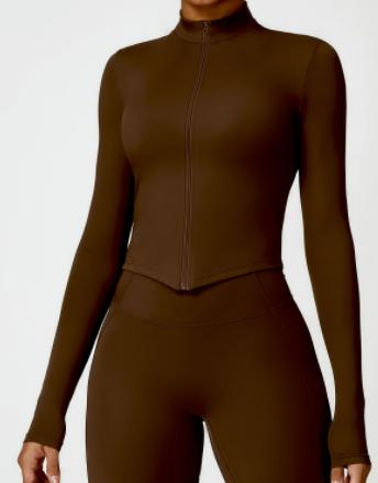 Curved-Hem Zip Jacket