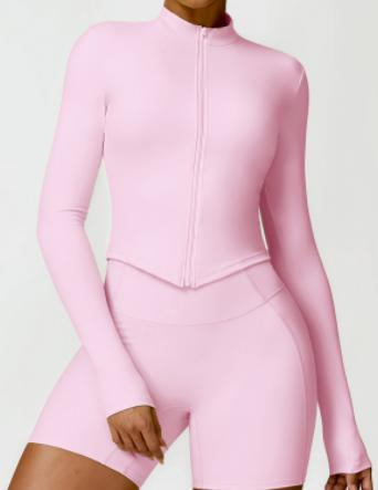 Curved-Hem Zip Jacket