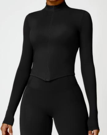 Curved-Hem Zip Jacket