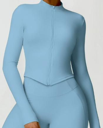 Curved-Hem Zip Jacket