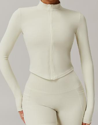 Curved-Hem Zip Jacket