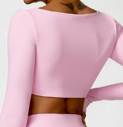 Square-Neck Long-Sleeve Cutout Crop