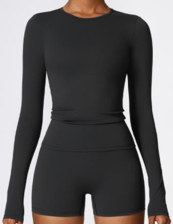 Square-Neck Long-Sleeve Crop Top