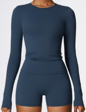 Square-Neck Long-Sleeve Crop Top