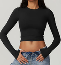 Long-Sleeve Ruched Crop Top