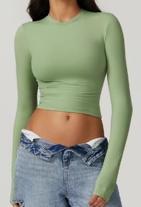Long-Sleeve Ruched Crop Top