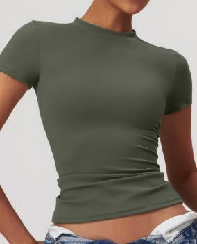 Fitted Short-Sleeve Crop Top