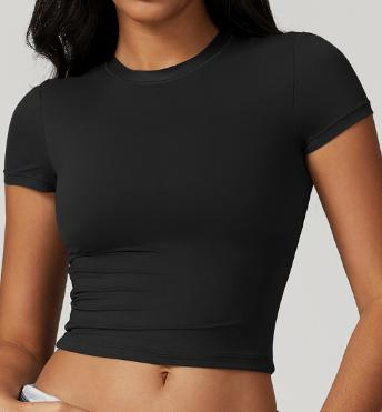 Cap-Sleeve Ruched Crop Tee