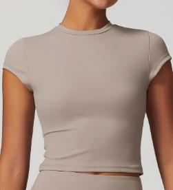 Cap-Sleeve Crew-Neck Crop Top