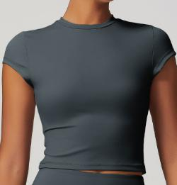 Cap-Sleeve Crew-Neck Crop Top