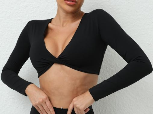 Twist-Front Long-Sleeve Crop