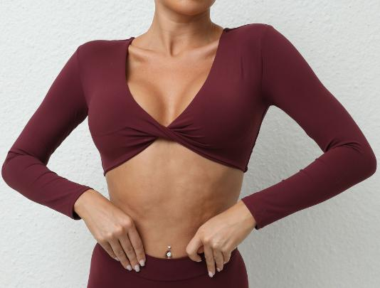 Twist-Front Long-Sleeve Crop
