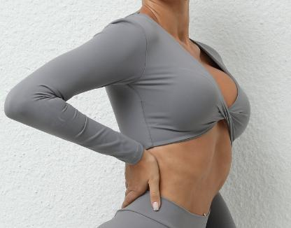 Twist-Front Long-Sleeve Crop