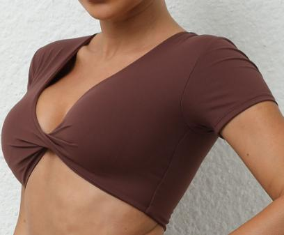 Twist-Front Short-Sleeve Crop Top
