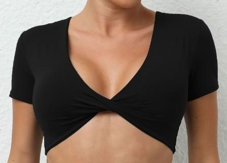 Twist-Front Short-Sleeve Crop Top