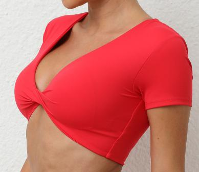 Twist-Front Short-Sleeve Crop Top