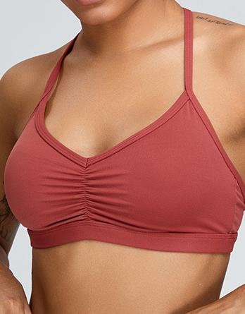 V-Neck Ruched Sports Bra