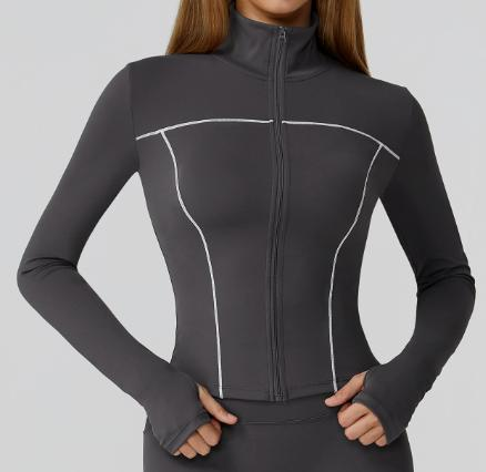 Contrast Trim Zip-Up Jacket