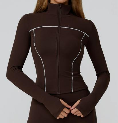 Contrast Trim Zip-Up Jacket