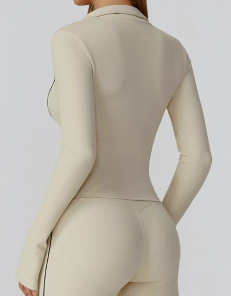 Contrast Trim Zip-Up Jacket