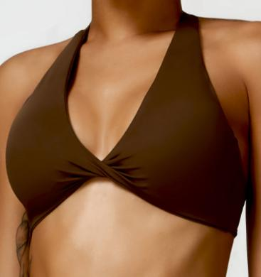 Twist-Front Halter Sports Bra