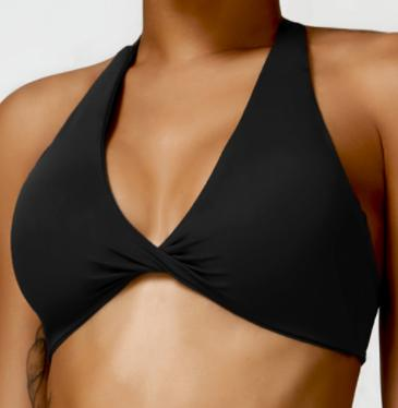 Twist-Front Halter Sports Bra