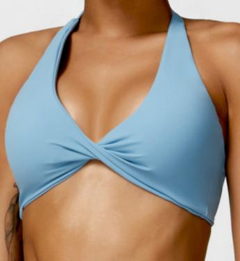 Twist-Front Halter Sports Bra