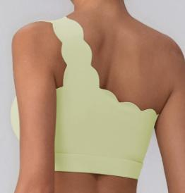 Scallop-Trim One-Shoulder Sports Bra