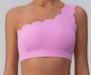 Scallop-Trim One-Shoulder Sports Bra