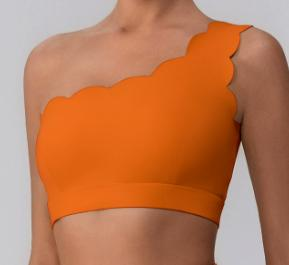 Scallop-Trim One-Shoulder Sports Bra