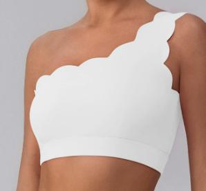 Scallop-Trim One-Shoulder Sports Bra