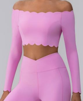 Scallop-Hem Off-Shoulder Crop Top