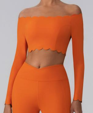 Scallop-Hem Off-Shoulder Crop Top