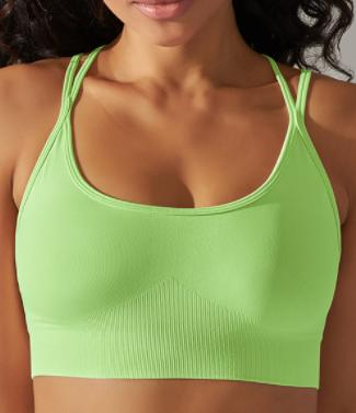Seamless Ribbed Halter Sports Bra
